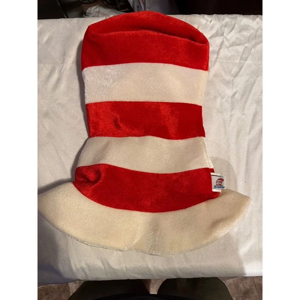Dr. Seuss Cat in the Hat Red White Striped Plush Costume Stovepipe Hat Accessory